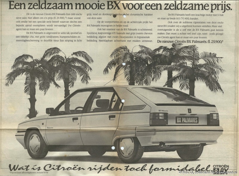 BX Palmares dagbladadvertentie